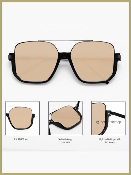 Metal Frame Retro Oversized Aviator Sunglasses with UV Protection